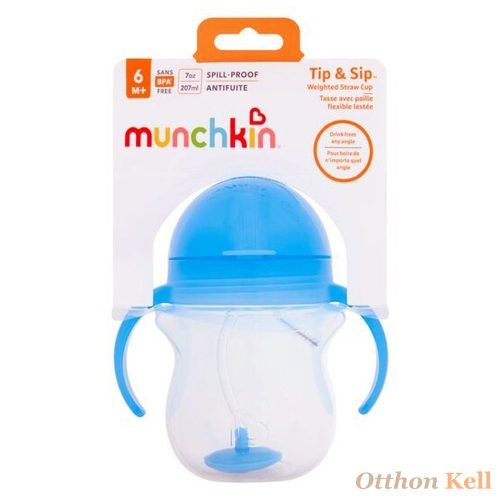 Munchkin Any angle súlyozott szívószálas itatópohár 210 ml - kék 