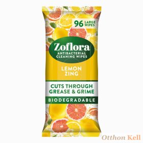   Zoflora Biológiailag Lebomló Antibakteriális Többcélú Tisztítókendők - Lemon Zing 96 db