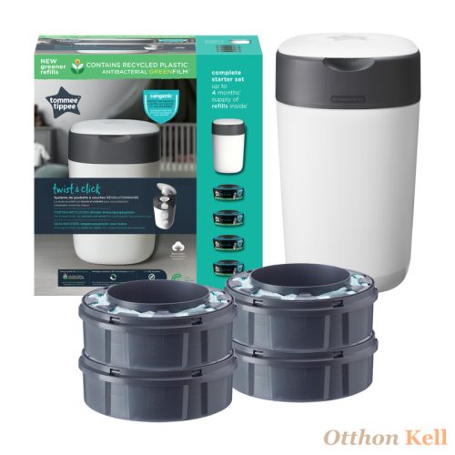 Tommee Tippee pelenkacsomagoló utántöltő 4db, pelenkatároló szemetessel Twist & Click