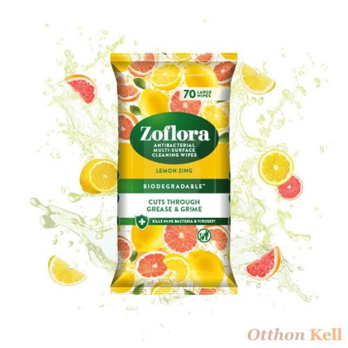 Zoflora Biológiailag Lebomló Antibakteriális Többcélú Tisztítókendők - Lemon Zing 70 db
