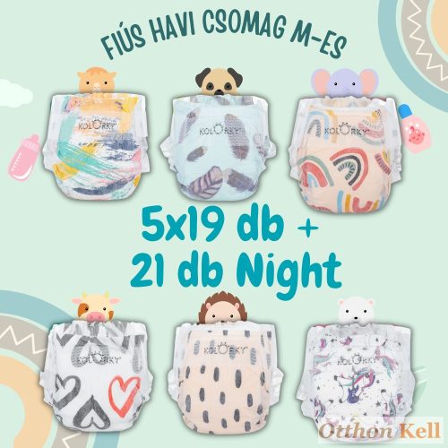 Kolorky Day&Night Fiús HAVI ÖKO Pelenkacsomag M-es (5-8 kg)