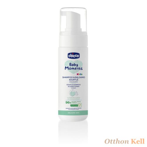 Sampon és kondícionáló hab 150 ml 2 az 1-ben innovatív termék habbal kellemes állagú, ami nagyon puhává  és fényessé teszi a hajat.  96% -ban természetes eredetű összetevőket tartalmazó formula