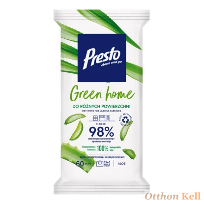 Presto Green Home biológiailag lebomló univerzális törlőkendő Aloe-verával 60db