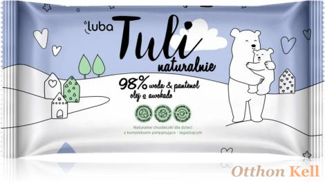 LUBA Tuli panthenol & avokádó olaj nedves törlőkendő, 98% nedvességtartalom - 50 db