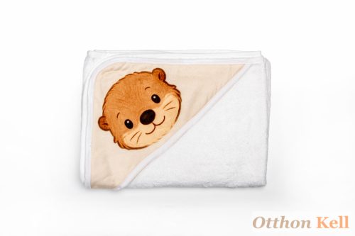 nano for babies extra nagy bambusz baba és gyermek törölköző - fehér vidra - 90x90 cm