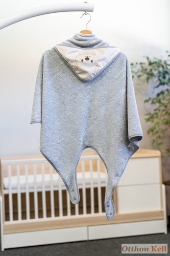 nano for babies extra nagy bambusz baba és gyermek törölköző - szürke jegesmaci - 90x90 cm