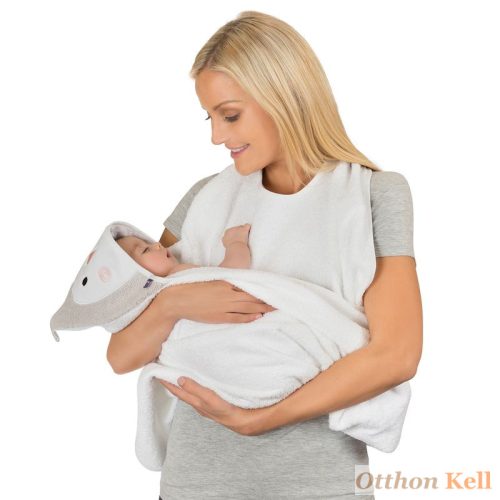 nano for babies extra nagy bambusz baba és gyermek törölköző - szürke jegesmaci - 90x90 cm